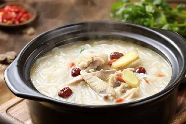 砂锅原味鸡汤米线